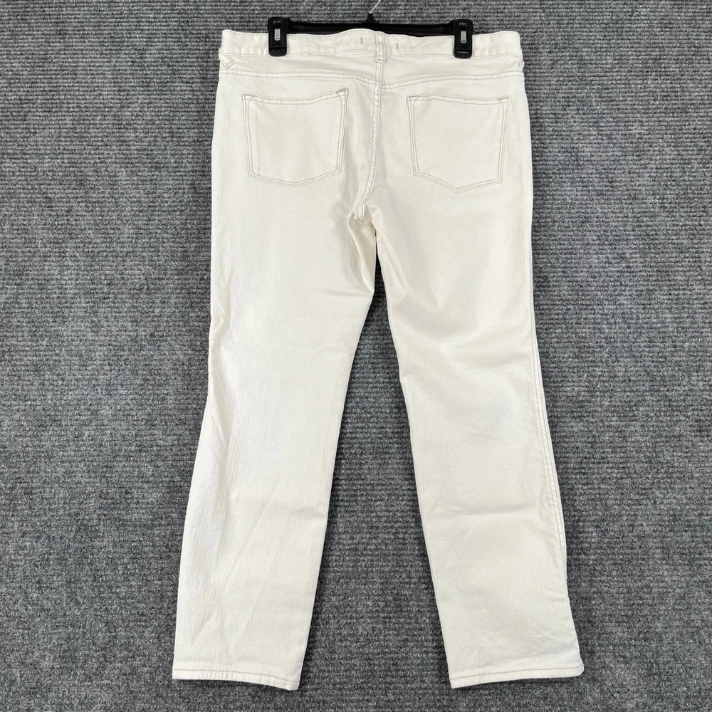 Free People Denim Pants Womens 31 White Herringbone Slit Hem Casual Jeans